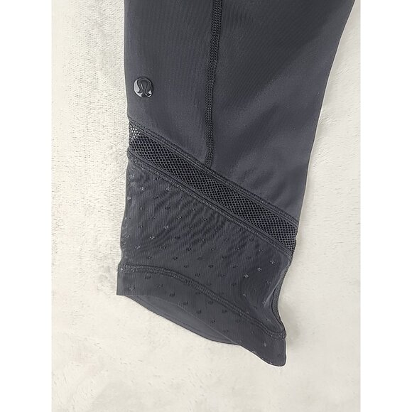 Lululemon Women's Just Breathe Leggings Size 6 Black Mesh Polkadot - Picture 5 of 8